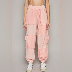 POL Drawstring Pocketed Contrast Jogger Pants